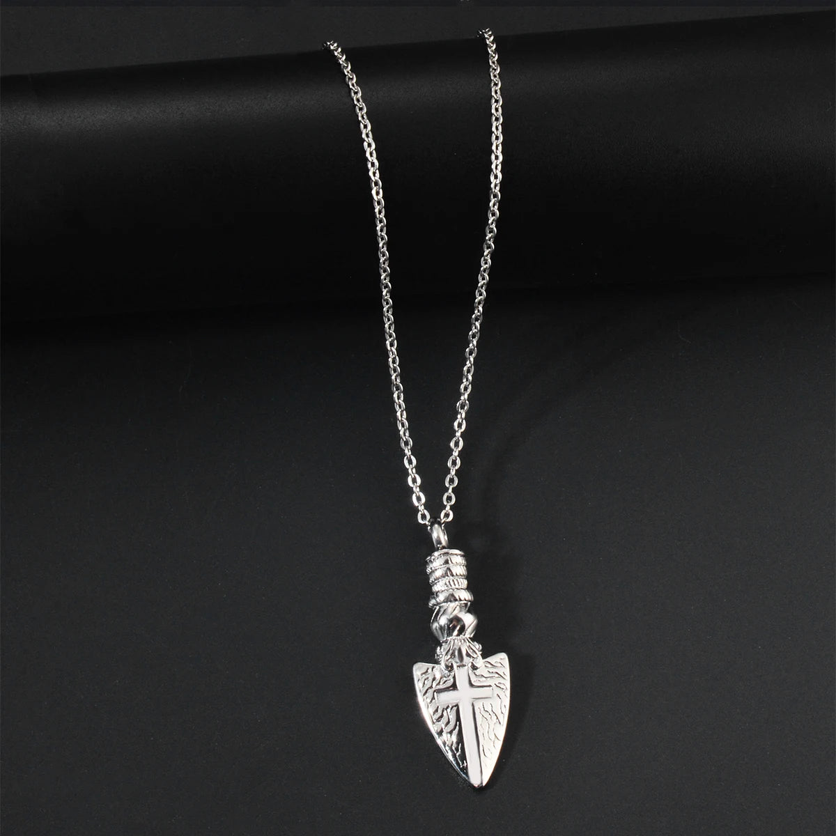 Cross Shield Pendant Urn Necklace For Ashes Stainless Steel