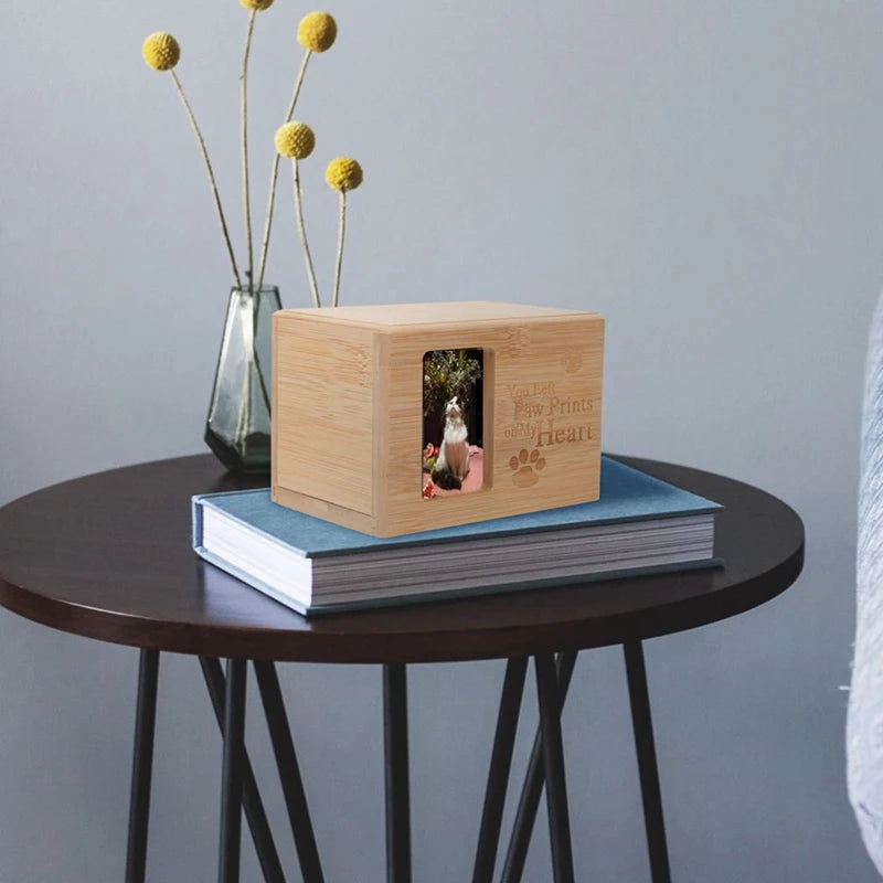 Wooden Pet Urn With Photo Frame For Dog & Cat Ashes