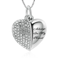 Ashes Keepsake Always in My Heart Crystal Cremation Urn Necklaces for Ashes  Stainless Steel Cremation Jewelry