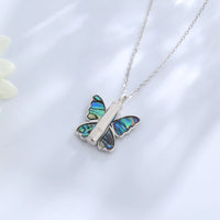 Butterfly urn necklace with chain back side 