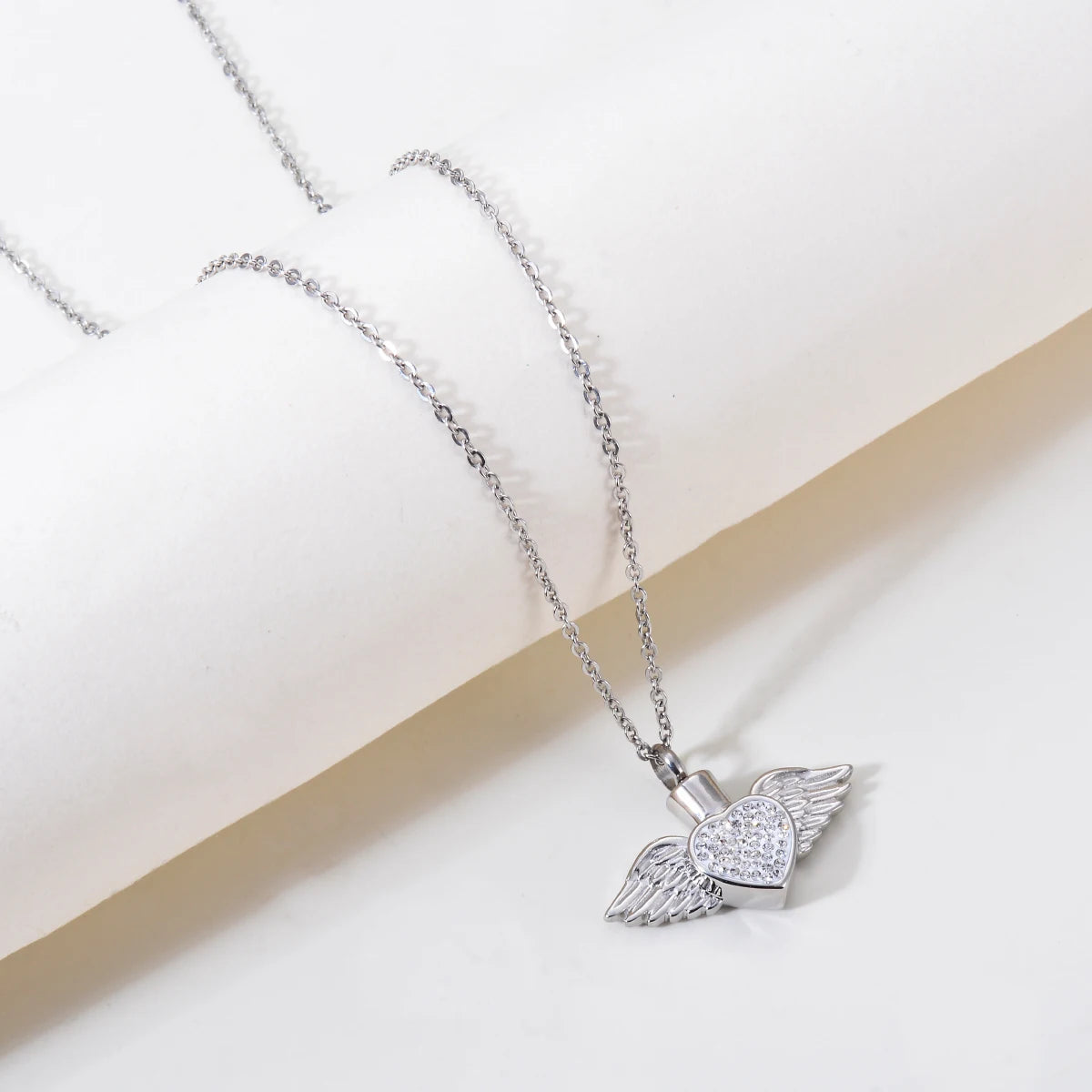 Heart with Angel Wings Urn Cremation Jewelry