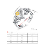 Sunflower Heart Cremation Urn Ring for Ashes Stainless Steel