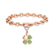 Urn Bracelet For Ashes Green Clover Leaf