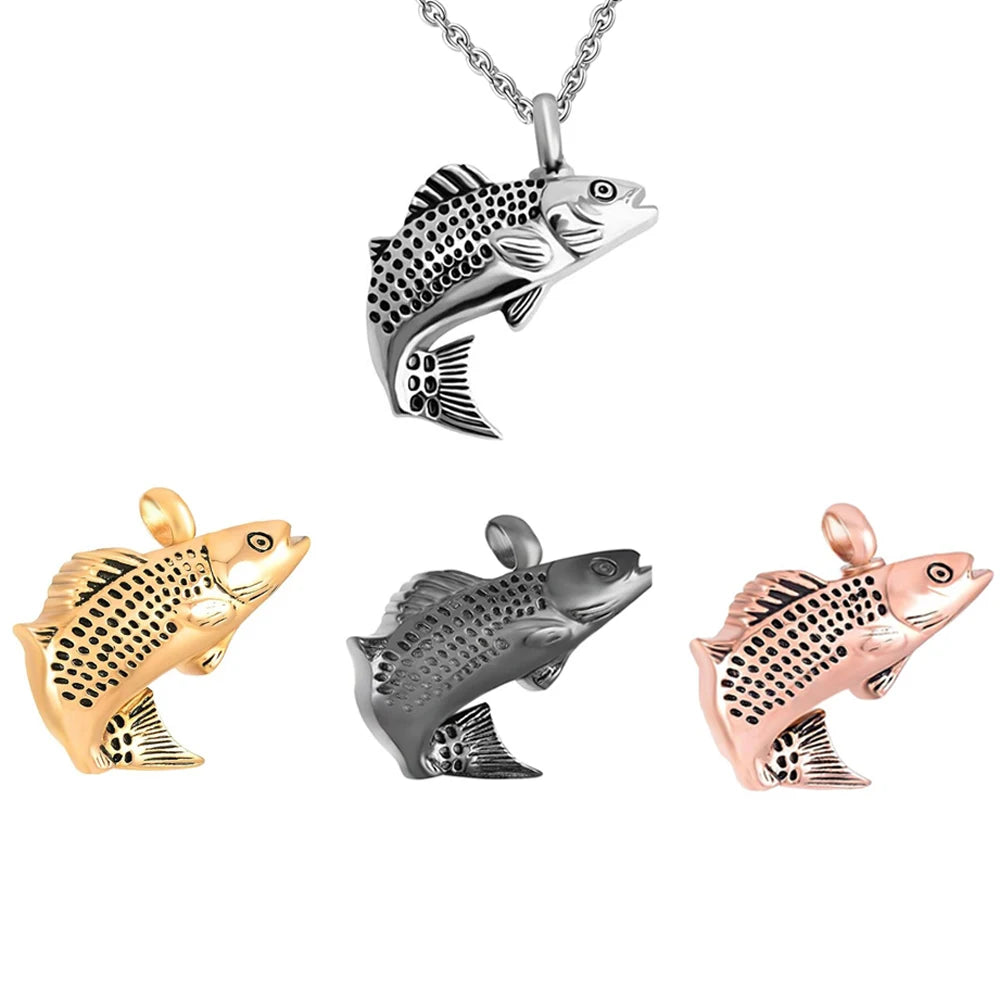 Ashes Keepsake Cremation Jewelry Fish Urn Necklace for Ashes
