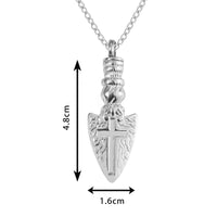 Cross Shield Pendant Urn Necklace For Ashes Stainless Steel