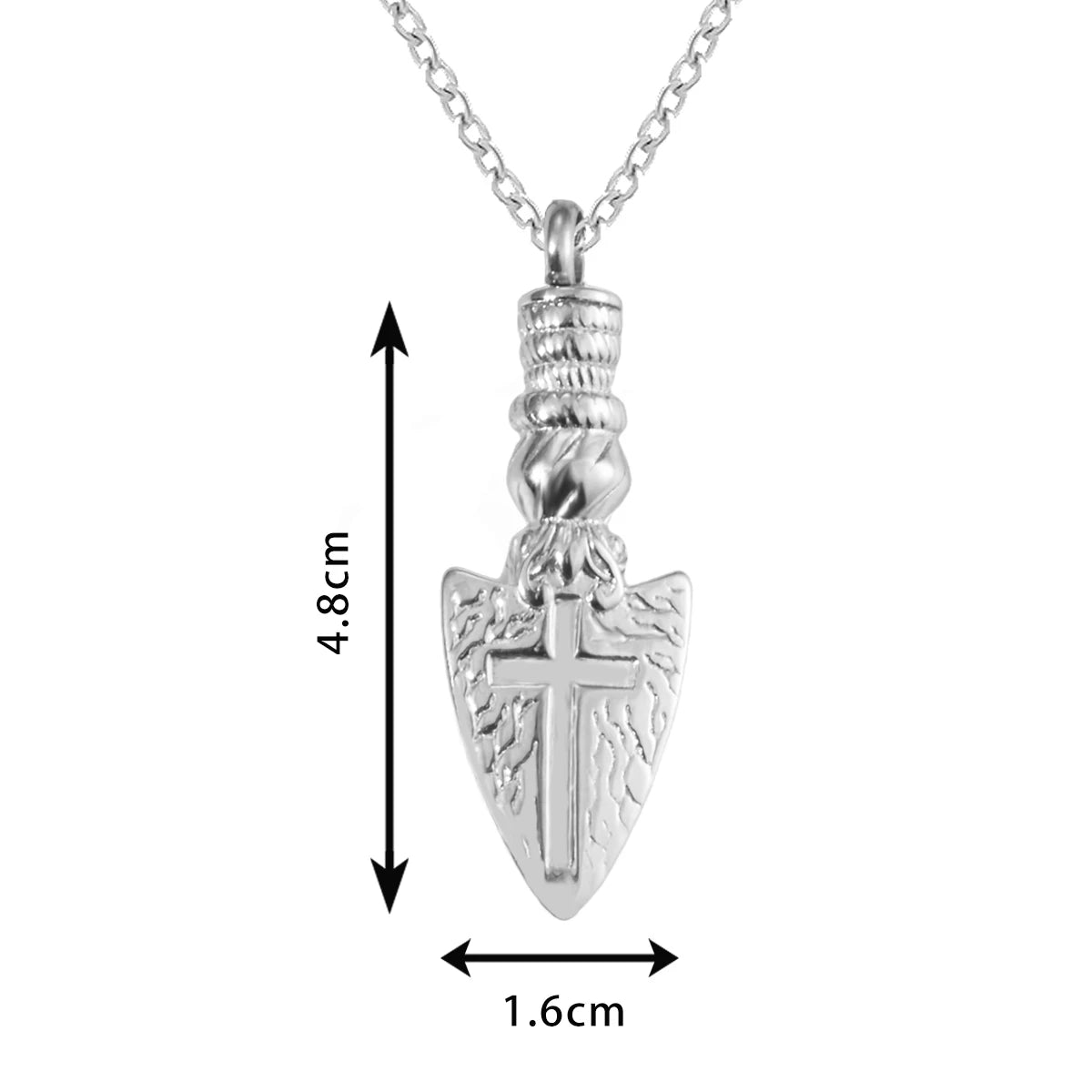 Cross Shield Pendant Urn Necklace For Ashes Stainless Steel