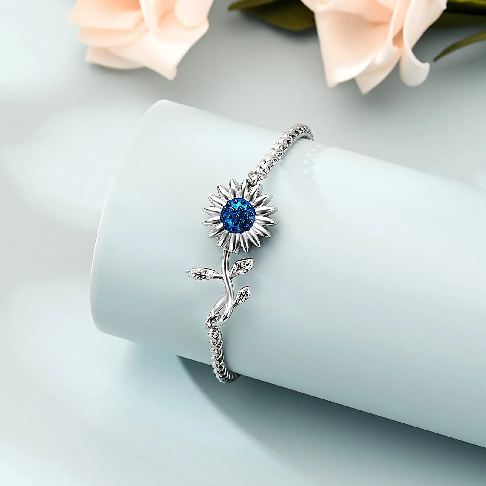 Sunflower Urn Bracelet For Ashes Stainless Steel