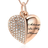Ashes Keepsake Always in My Heart Crystal Cremation Urn Necklaces for Ashes  Stainless Steel Cremation Jewelry
