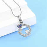 Ashes Keepsake Rose In a Circle Urn Necklace Stainless Steel Cremation Jewelry