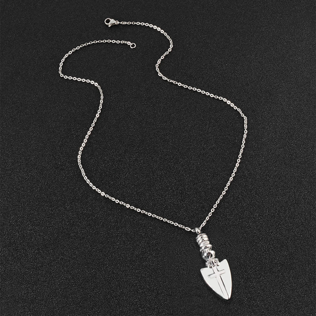 Cross Shield Pendant Urn Necklace For Ashes Stainless Steel