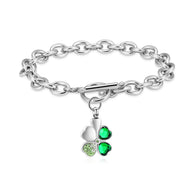 Urn Bracelet For Ashes Green Clover Leaf