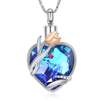 Heart Urn Necklace for Ashes With Tulip Flower