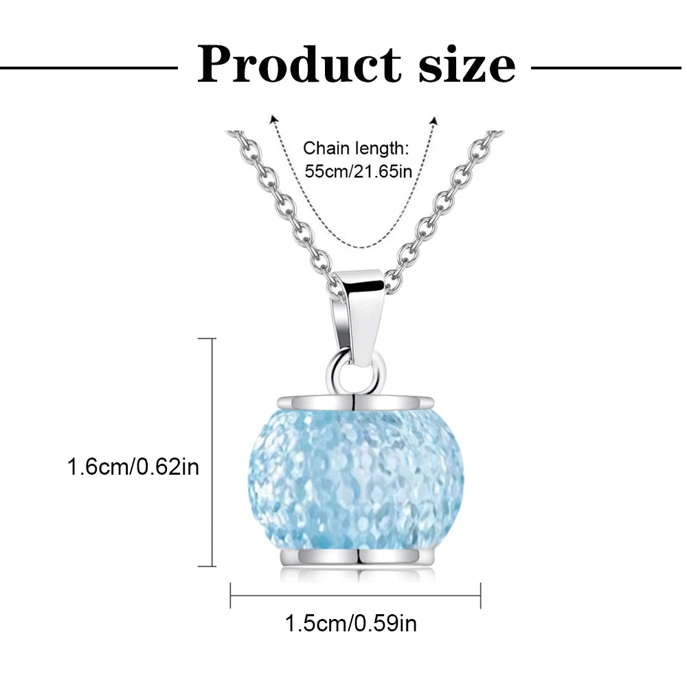 Ashes Keepsake Blue Glass Ball Cremation Urn Necklace For Ashes Stainless Steel
