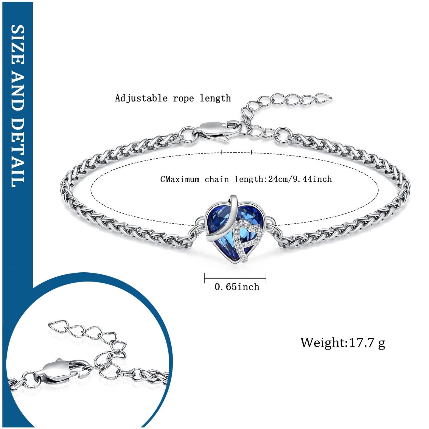 Crystal Heart Cremation Bracelets For Ashes