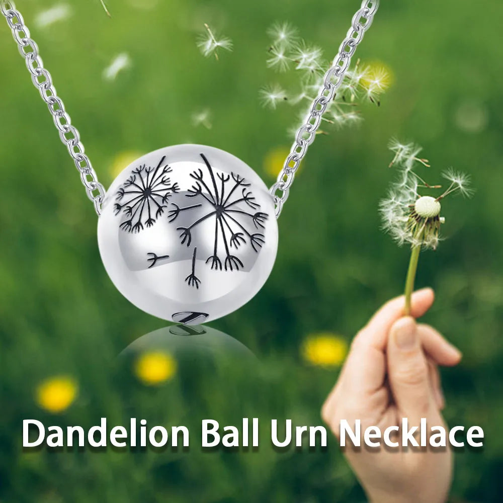 Ashes Keepsake Dandelion Ball Urn Necklace Cremation Jewelry for Ashes
