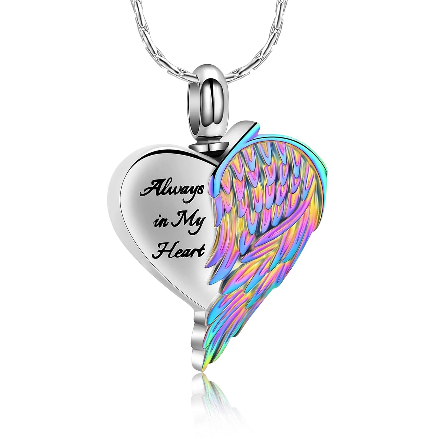 Ashes Keepsake Wing Heart Urn Necklace Always in My Heart Cremation Jewelry