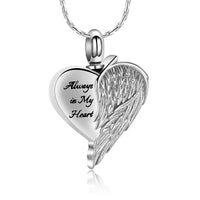 Ashes Keepsake Wing Heart Urn Necklace Always in My Heart Cremation Jewelry