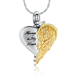 Ashes Keepsake Wing Heart Urn Necklace Always in My Heart Cremation Jewelry