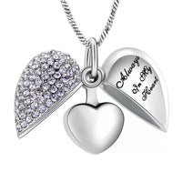 Ashes Keepsake Always in My Heart Crystal Cremation Urn Necklaces for Ashes  Stainless Steel Cremation Jewelry