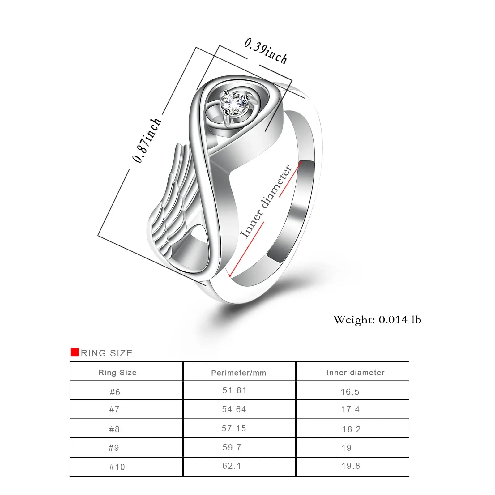 Heart And Wing Crystal Urn Ring Stainless Steel