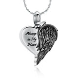 Ashes Keepsake Wing Heart Urn Necklace Always in My Heart Cremation Jewelry