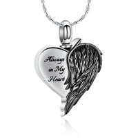 Ashes Keepsake Wing Heart Urn Necklace Always in My Heart Cremation Jewelry
