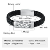 Ashes Keepsake Leather Cuban Link Bracelet for Ashes, Men's Stainless Cremation Jewelry
