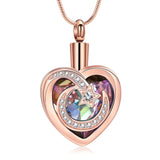 Ashes Keepsake Moon and Star Urn Necklace for Ashes With Crystal Heart Cremation Jewelry