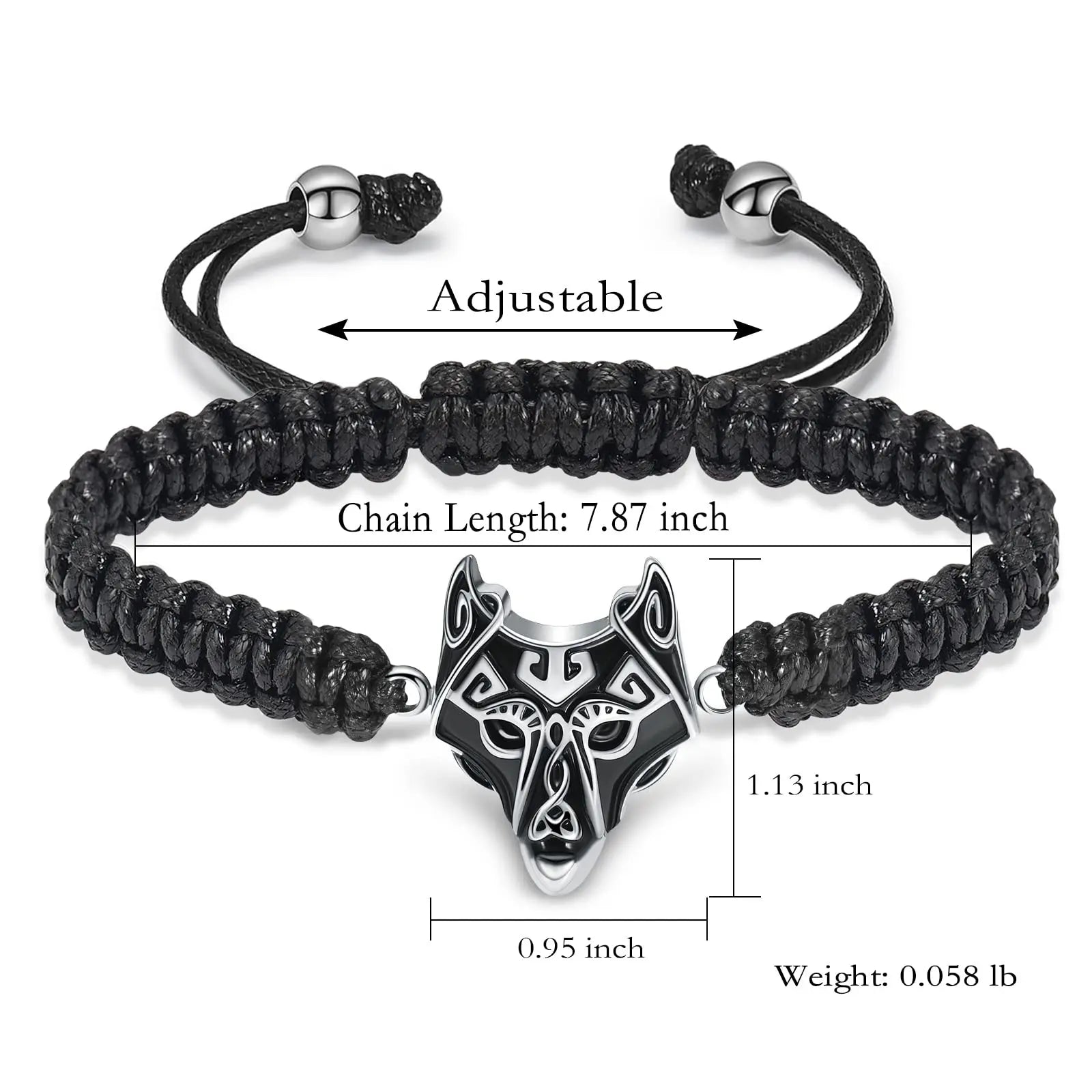 Wolf Head Cremation Urn Bracelet for Ashes Adjustable Cremation Jewelry
