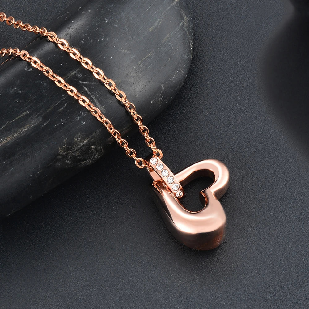 Ashes Keepsake Heart Mini Urn Necklace Stainless Steel Cremation Jewelry For Women