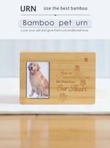 Wooden Dog or Cat Urn with Picture Frame