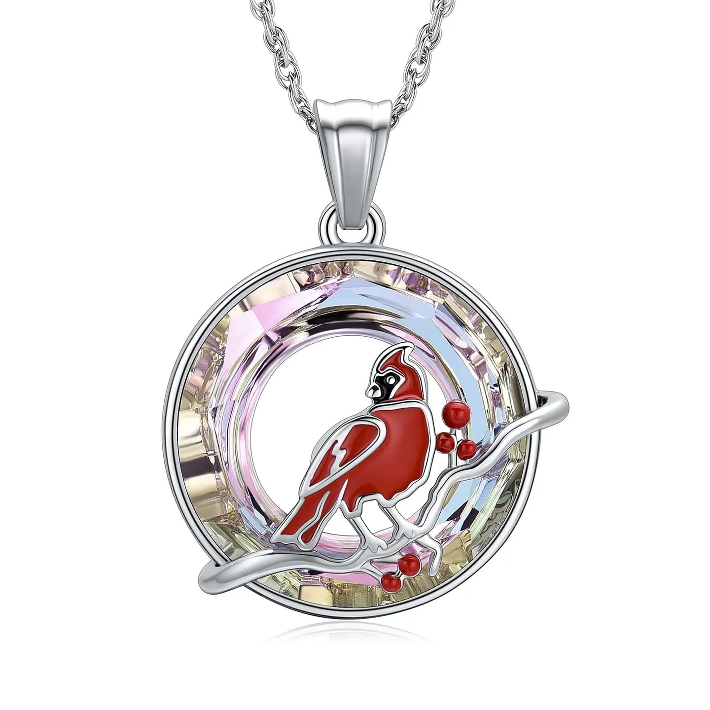 Ashes Keepsake Cardinal Urn Necklace for Ashes Cremation Jewelry With Crystal