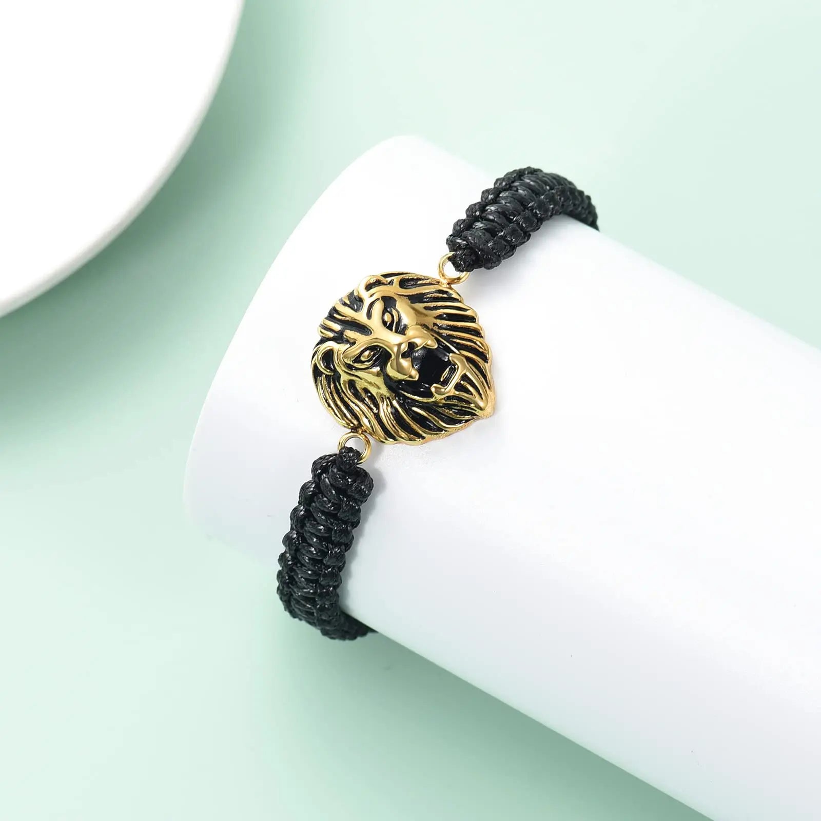 Ashes Keepsake Lion Head Cremation Urn Bracelet for Ashes Braided Rope Men's Cremation Jewelry