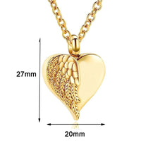 Heart Angel Wing Urn Necklace Ashes Cremation Jewelry