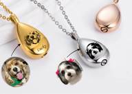 Ashes Keepsake Custom Engraved Pet Portrait Photo Urn Necklace for Cat And Dog Ashes Personalized Stainless Steel Cremation Jewelry
