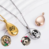Ashes Keepsake Custom Engraved Pet Portrait Photo Urn Necklace for Cat And Dog Ashes Personalized Stainless Steel Cremation Jewelry
