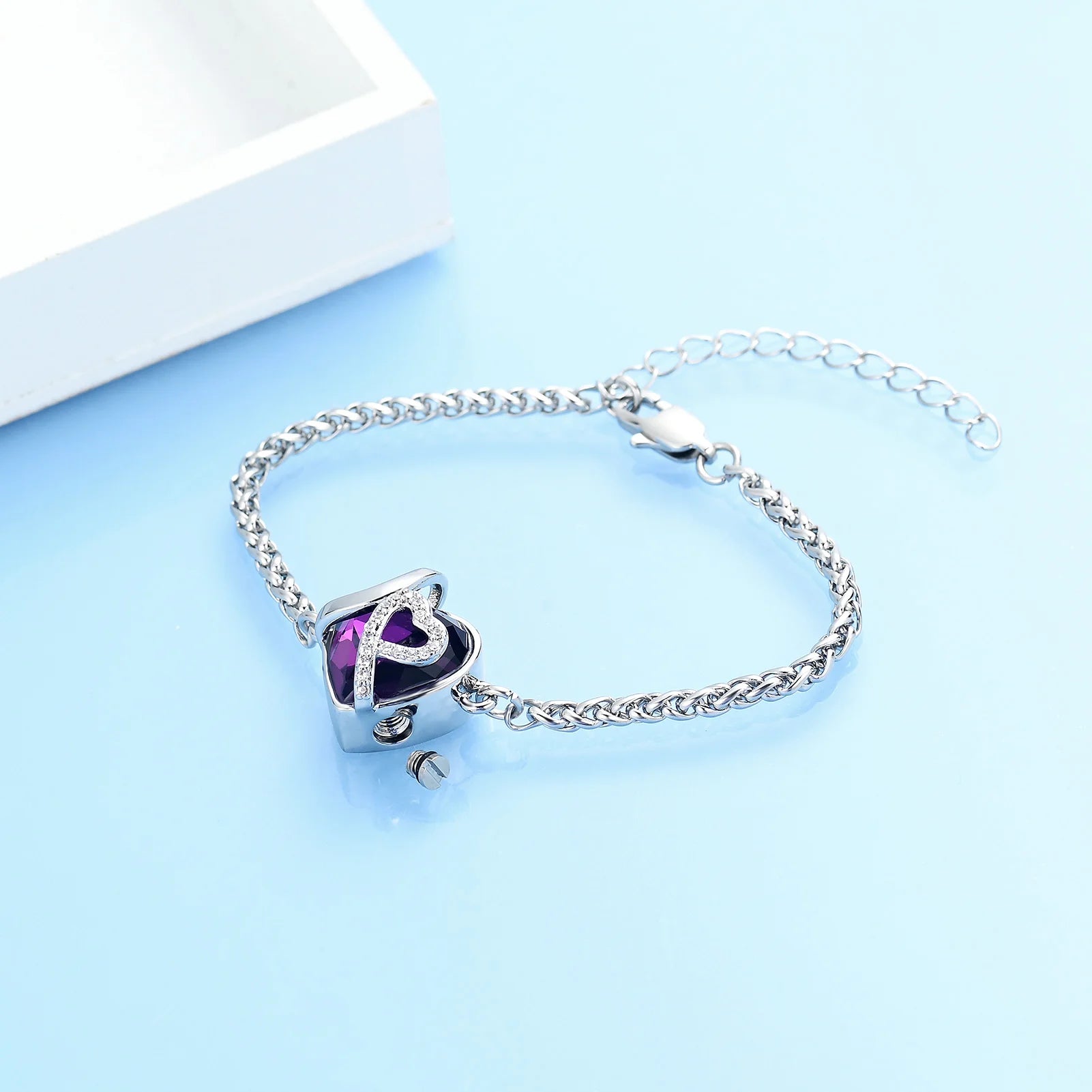 Ashes Keepsake Crystal Heart Urn Bracelet For Ashes Stainless Steel