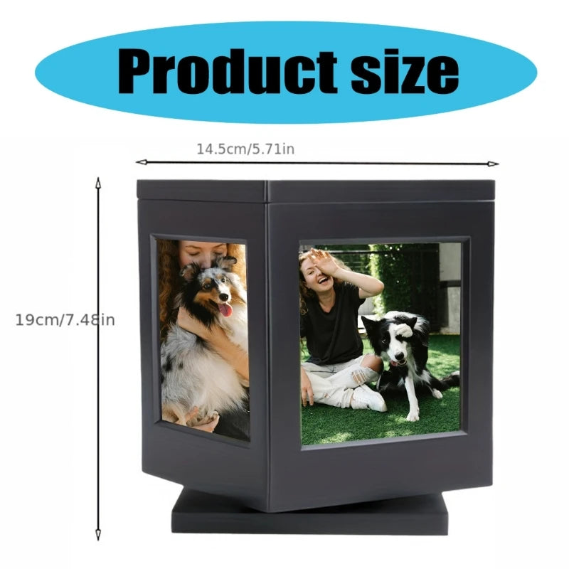 Black Wood Pet Urn For Dogs And Cats With Photo Frame