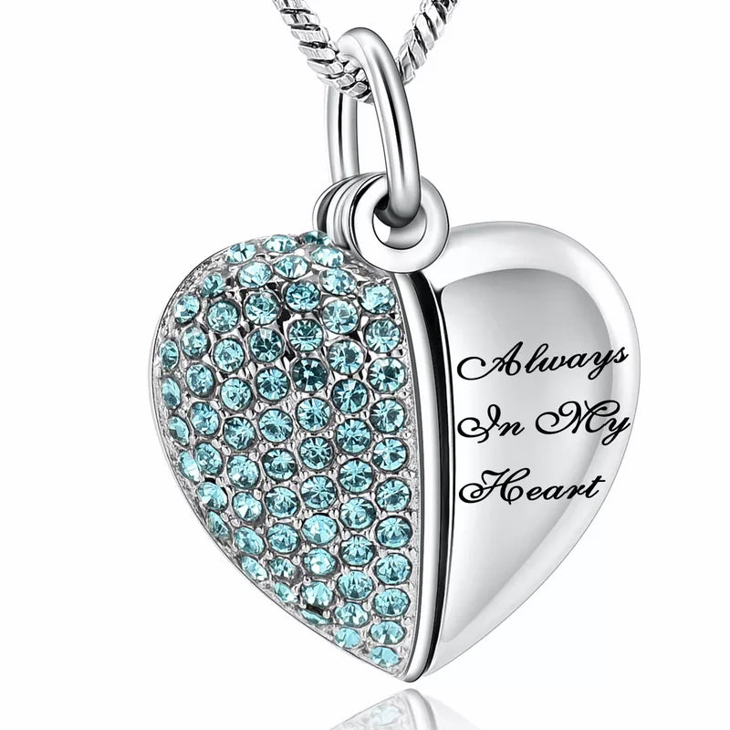 Ashes Keepsake Always in My Heart Crystal Cremation Urn Necklaces for Ashes  Stainless Steel Cremation Jewelry