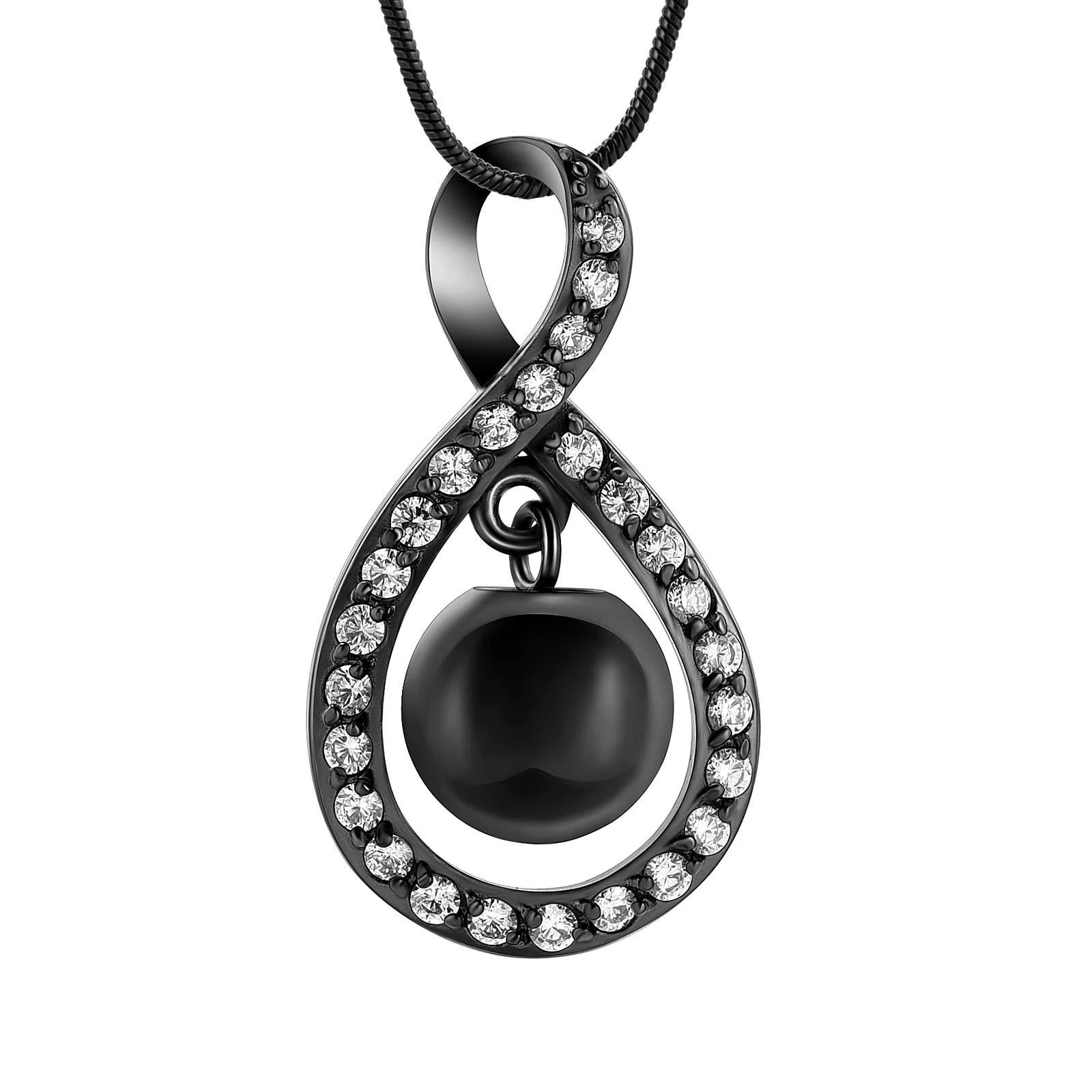 Ashes Keepsake Infinite Ring Shape Urn Pendant With Hanging Ball Cremation Jewelry