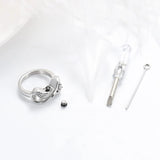 Heart And Wing Crystal Urn Ring Stainless Steel