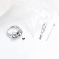 Heart And Wing Crystal Urn Ring Stainless Steel
