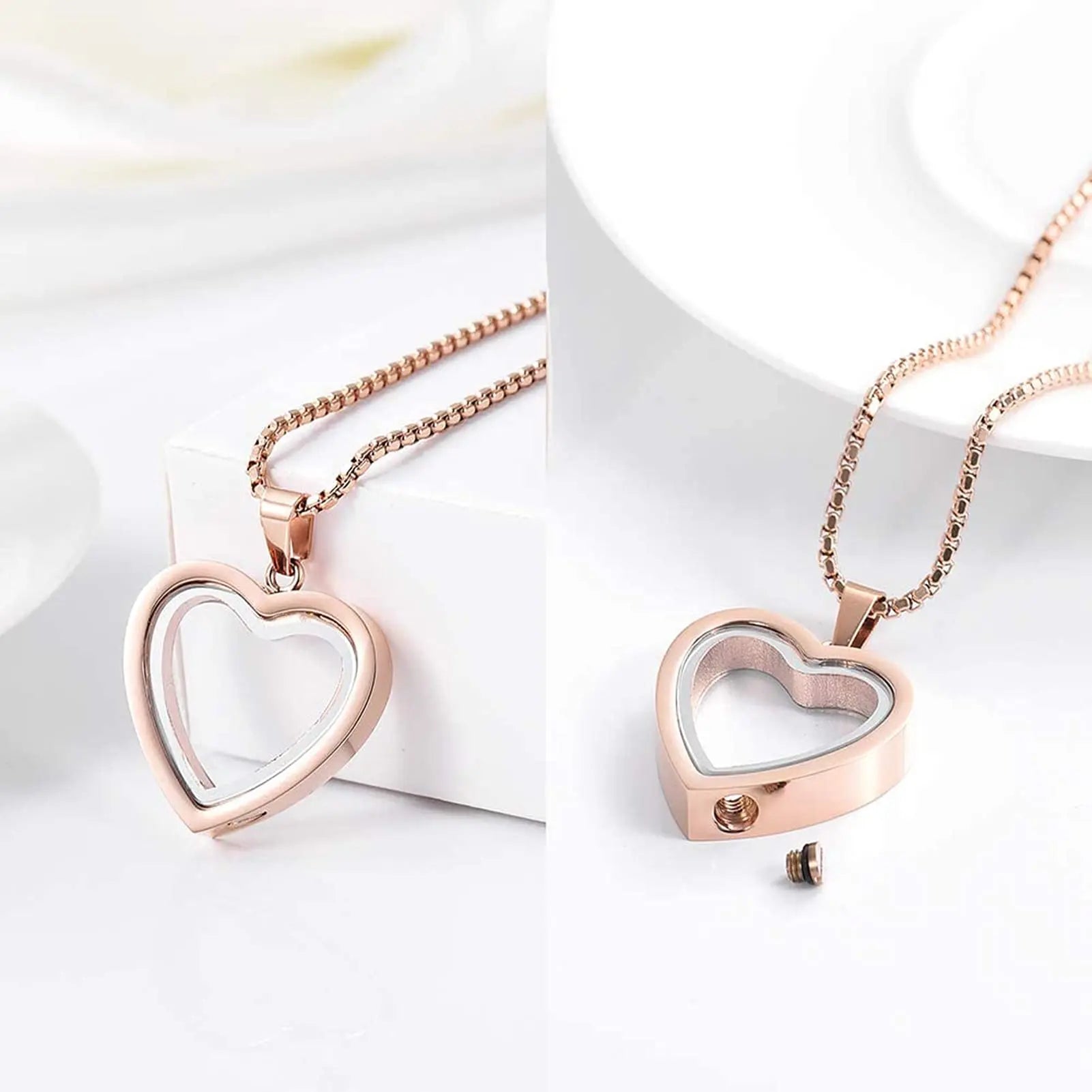 Glass Heart Urn Necklace for Ashes