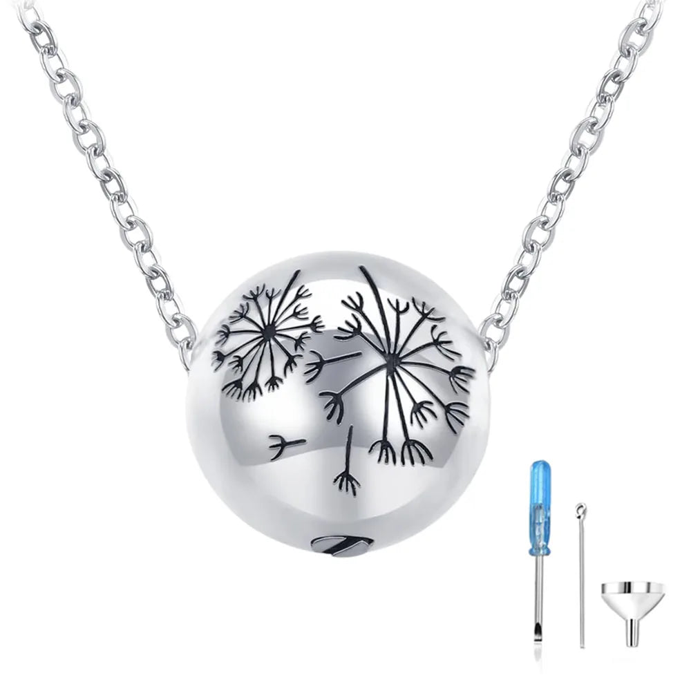 Ashes Keepsake Dandelion Ball Urn Necklace Cremation Jewelry for Ashes