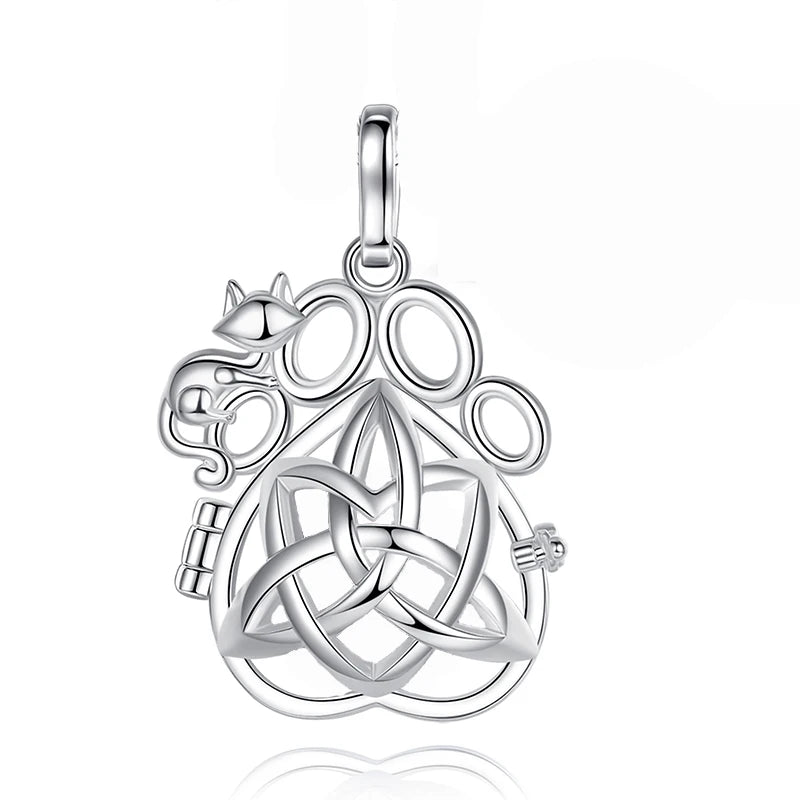 Pet Ashes Urn Necklace With Cat and Paw