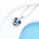 Ashes Keepsake Moon and Star Urn Necklace for Ashes With Crystal Heart Cremation Jewelry