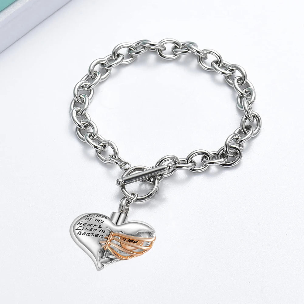 A Piece of My Heart Lives In Heaven Heart Urn Bracelet
