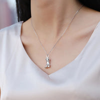 Sterling Silver Cowboy Boot Urn Memorial Pendant