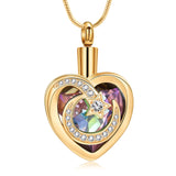 Ashes Keepsake Moon and Star Urn Necklace for Ashes With Crystal Heart Cremation Jewelry