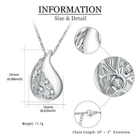 Ashes Keepsake Tree of Life Teardrop Urn Necklace Cremation Jewelry